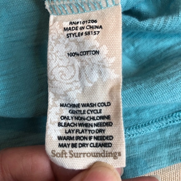 Soft Surroundings Danielle Button Top 3/4 Sleeve Turquoise Size 1X - Picture 12 of 14